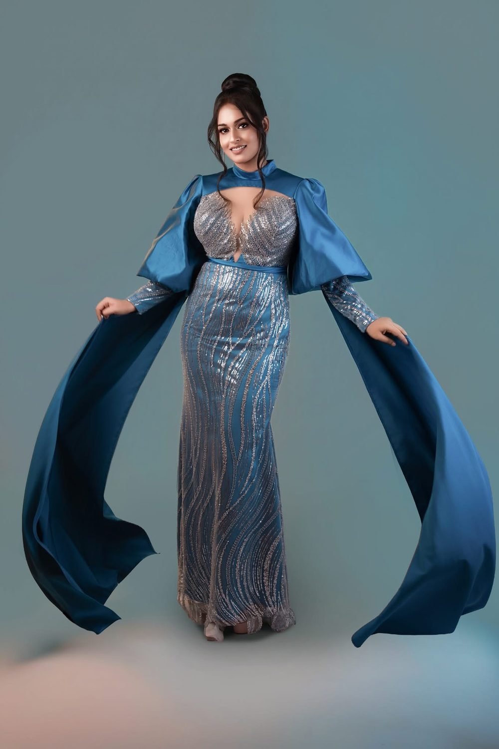 Gown styling with sculpted updo by CHANRI